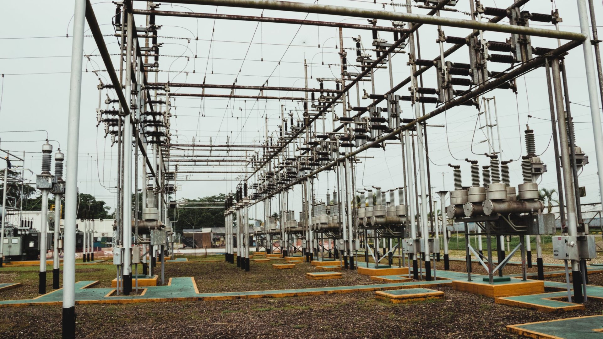 A shot of a part of high voltage electric power station